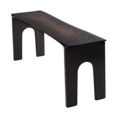 Contemporary Burned Solid Oak Bench 110cm, Kuro Collection, by Lukas Cober