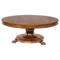 Antique 19th century French walnut warm honey color round coffee table 