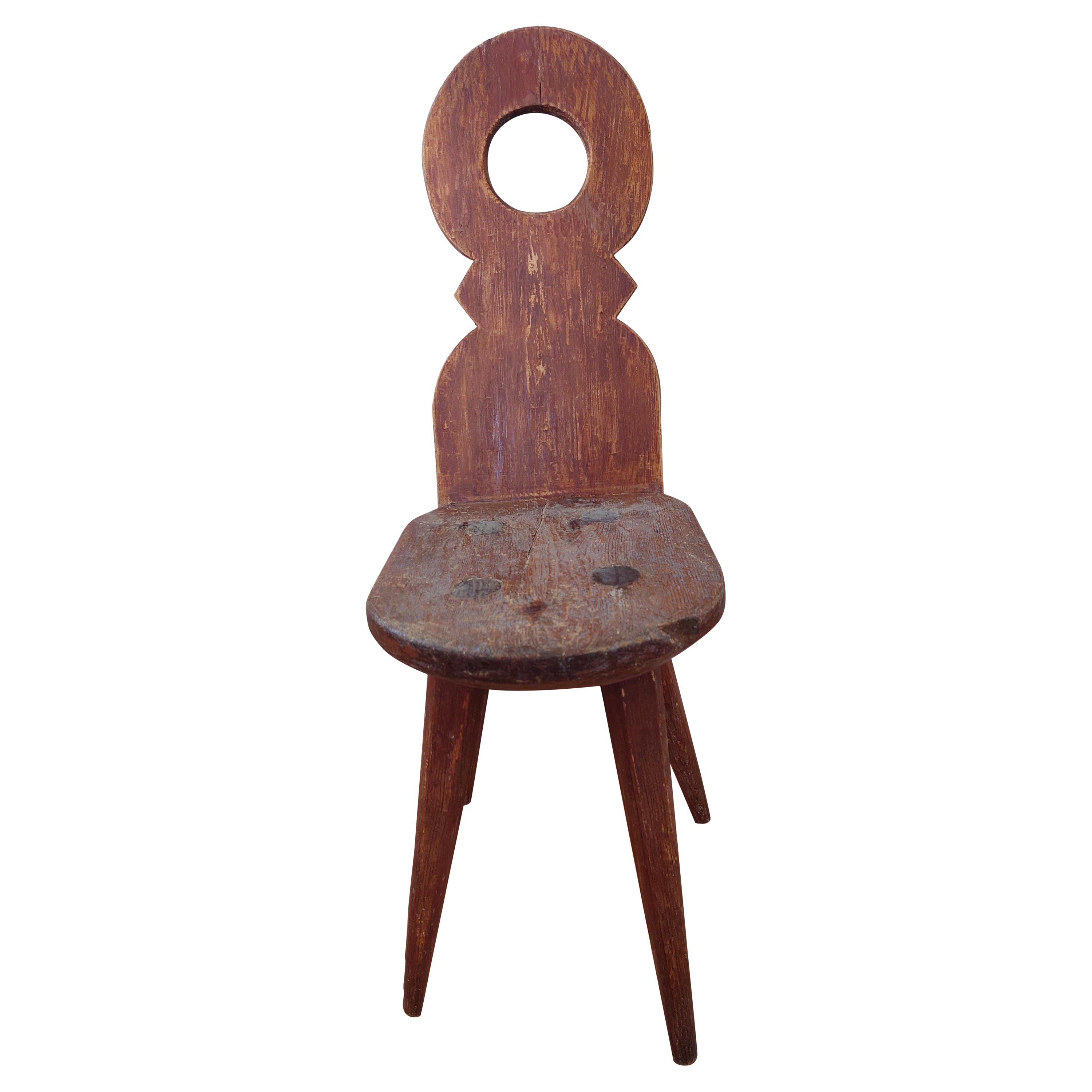 Late 18th Century Swedish Antique Country Rustic Folk Art Chair  For Sale