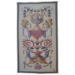 Vintage French Louis XVI Point Des Meurins Arms of Vaux le Vicomte Jacquard Tapestry 65"