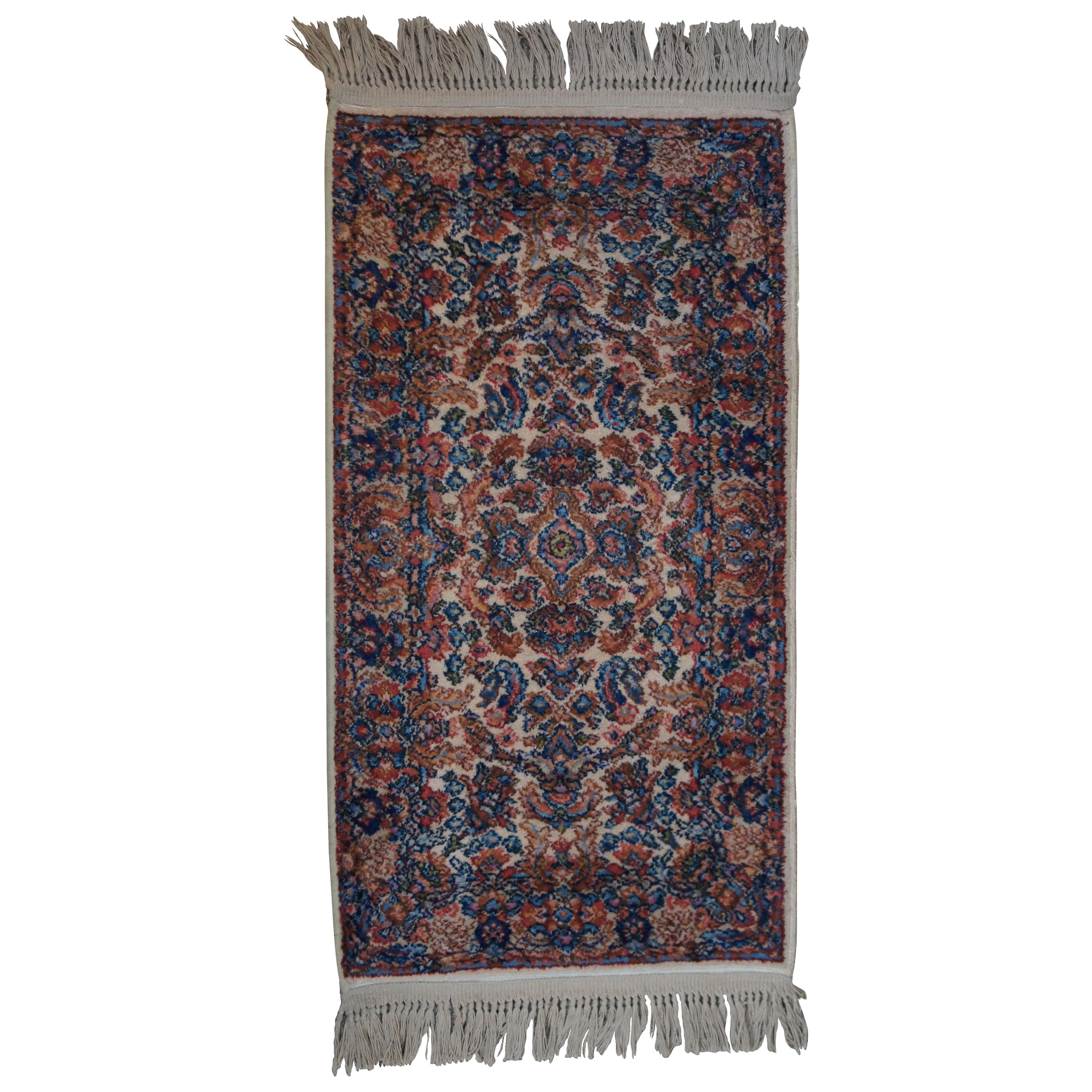 Vintage Karastan Kirman 732 Floral All Over Wool Area Rug Carpet Mat 2' x 4'