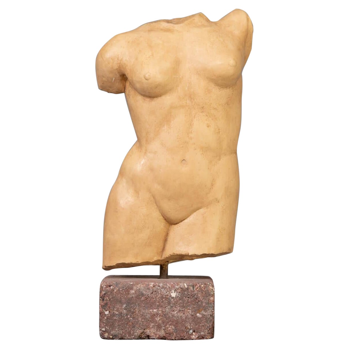 90s handmade stone human torso sculpture For Sale