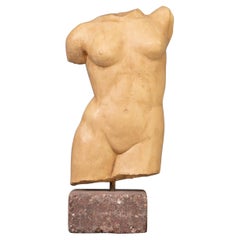 90s handmade stone human torso sculpture