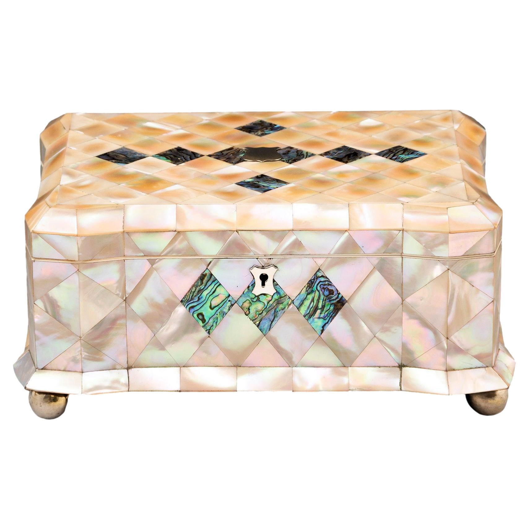 Georgian Mother of Pearl Jewelry Box For Sale