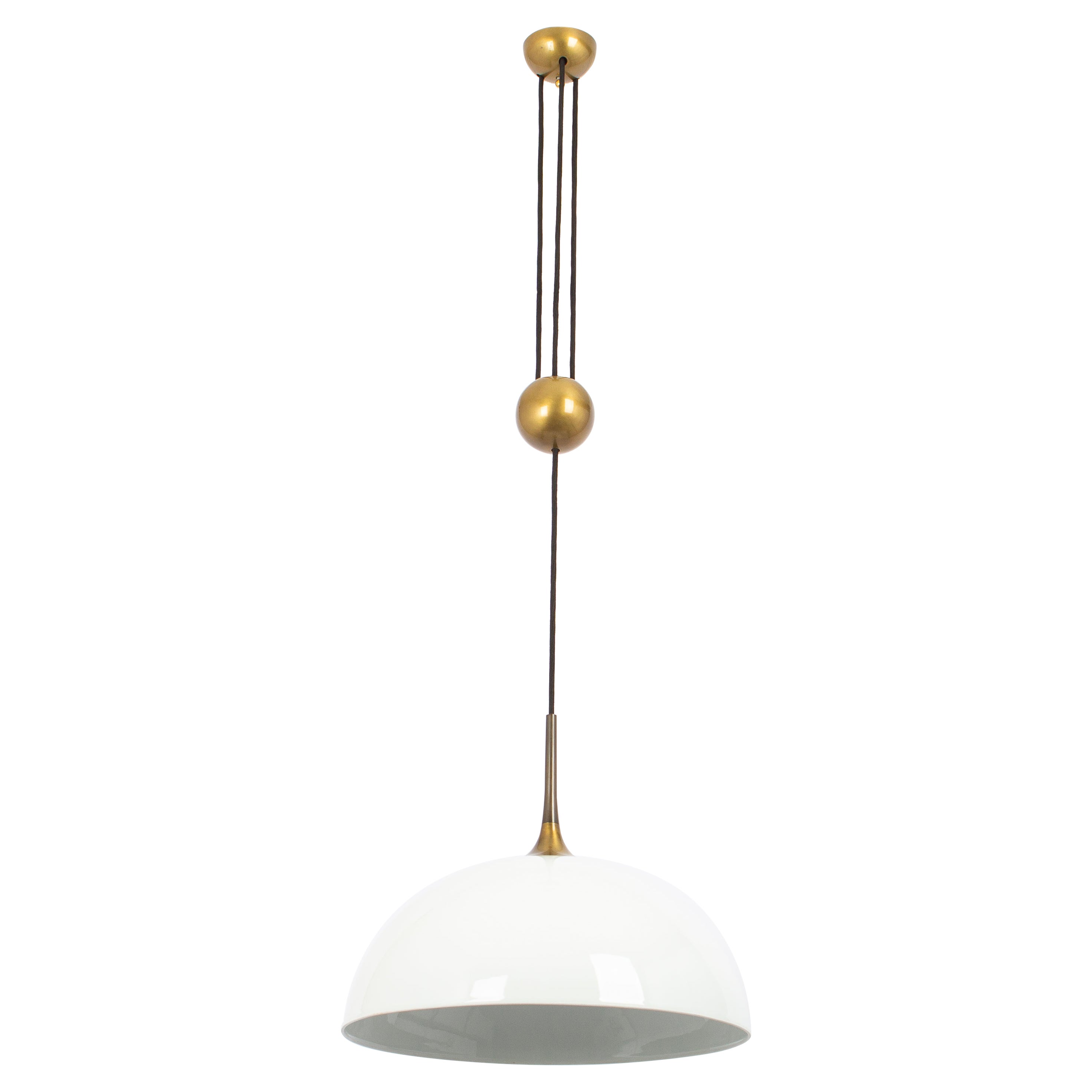 Large Adjustable Dark Brass Counterweight Pendant Light Florian Schulz, Germany