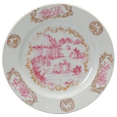 Top Quality Antique Puce Qianlong Landscape Chinese Porcelain Dish