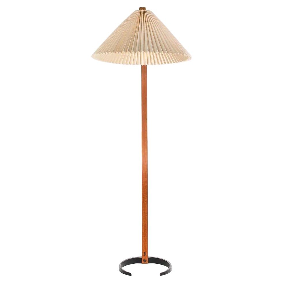 1971 Caprani Teck and Linen Timberline Floor Lamp by Mads Caprani Denmark