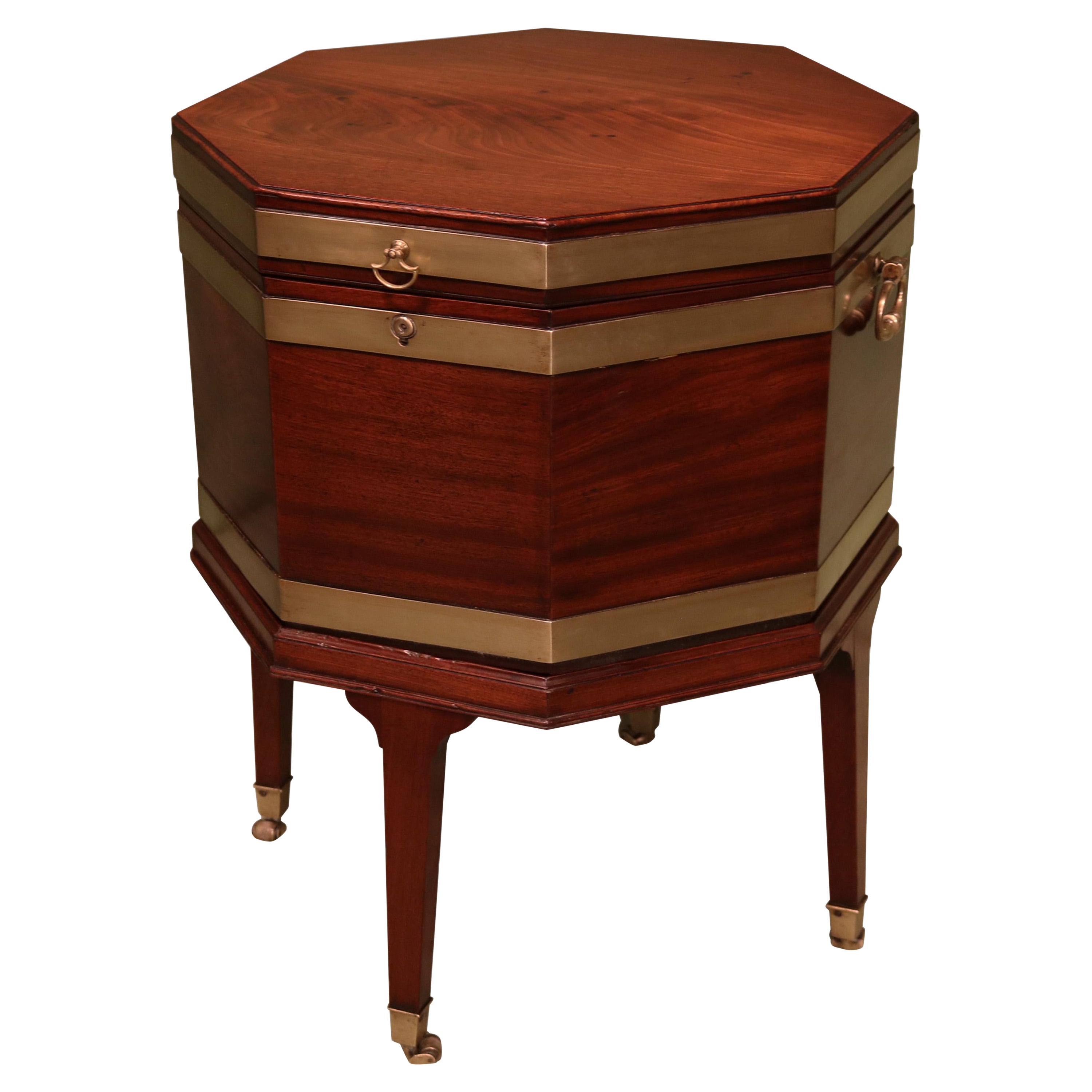 Antique George III period mahogany octagonal wine cooler For Sale