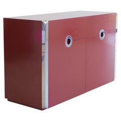 Original 3-door Sideboard in red by Willy RIZZO, Sabot 1972