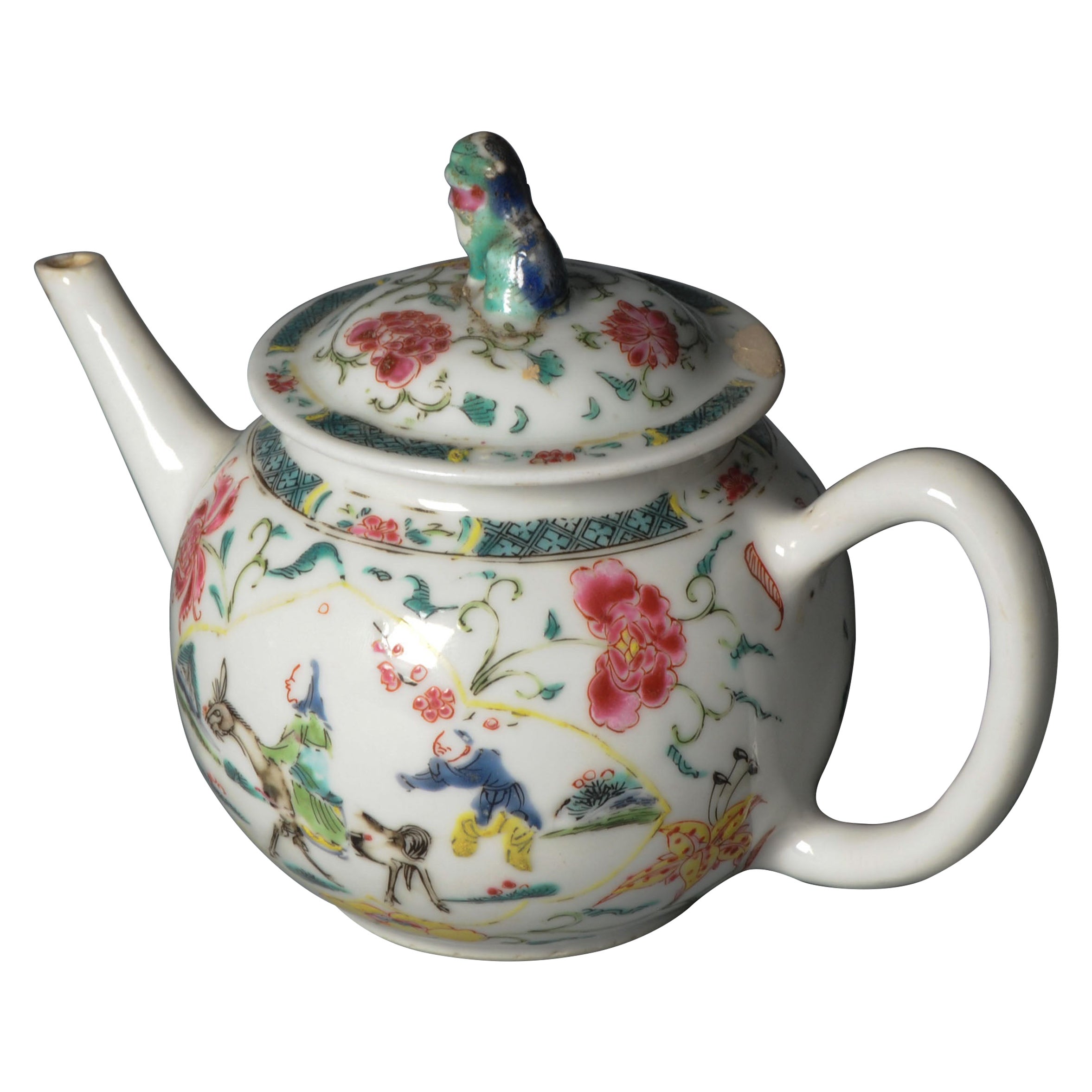 Antike chinesische Porzellan Teeservice Teekanne Esel Yongzheng/frühe Qianlong Periode im Angebot