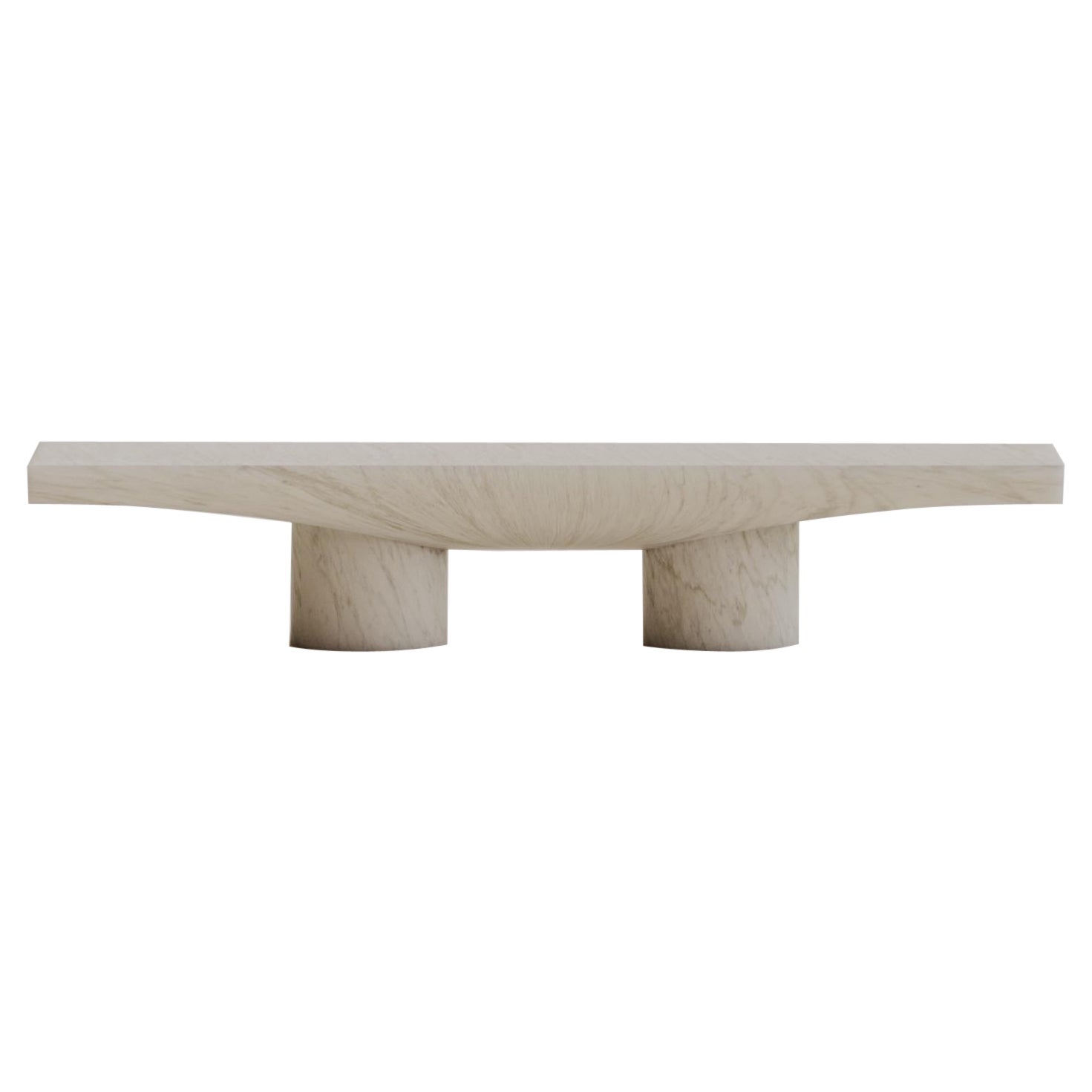 Contemporary Solid White Marble Abraccio Bench 140 by Studio Narra For Sale