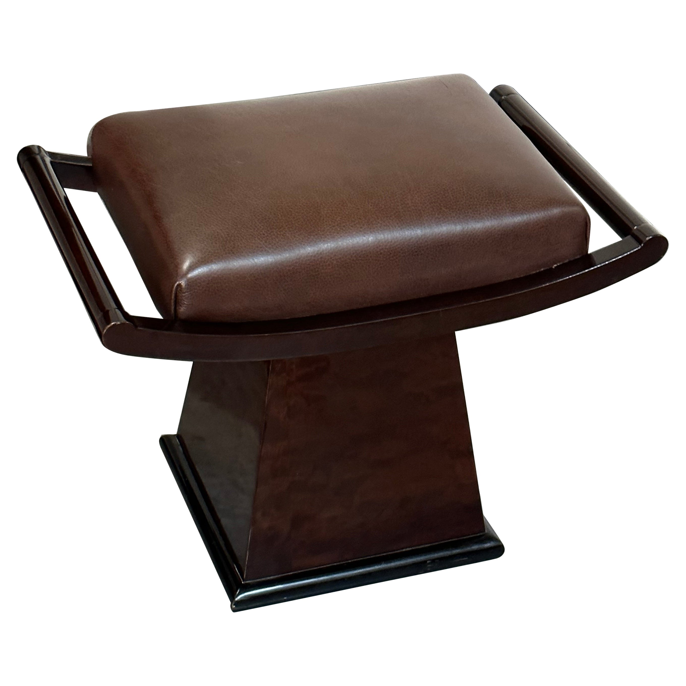 Art Deco Stool, Material Wood and leather, Country France, 1930 For Sale