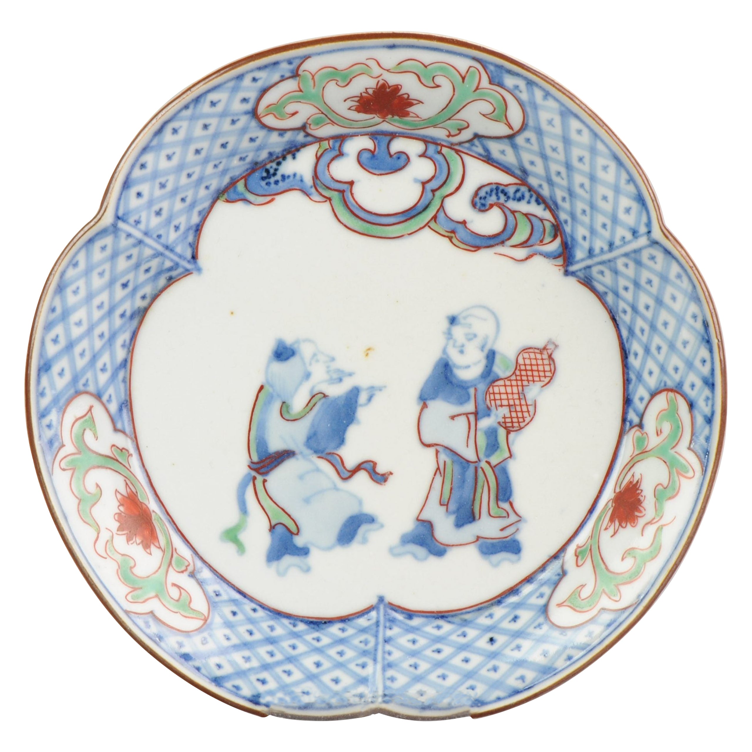 Top Quality Edo Period Japanese Porcelain Plate Antique ko-Kutani, ca 1660-80 For Sale