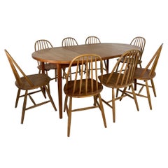 Mid-Century Swedish Teak Dining Table With a Set of 8 Chairs 