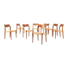 Ensemble de 8 chaises de salle à manger Niels Otto Moller Model 71 du milieu du siècle dernier, Danemark