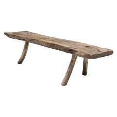 Antique Rustic Tripod Bench, France, 19th Century