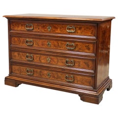 Antique 18th Century Italian Walnut Commode with Four Drawers and Ornate Hardware