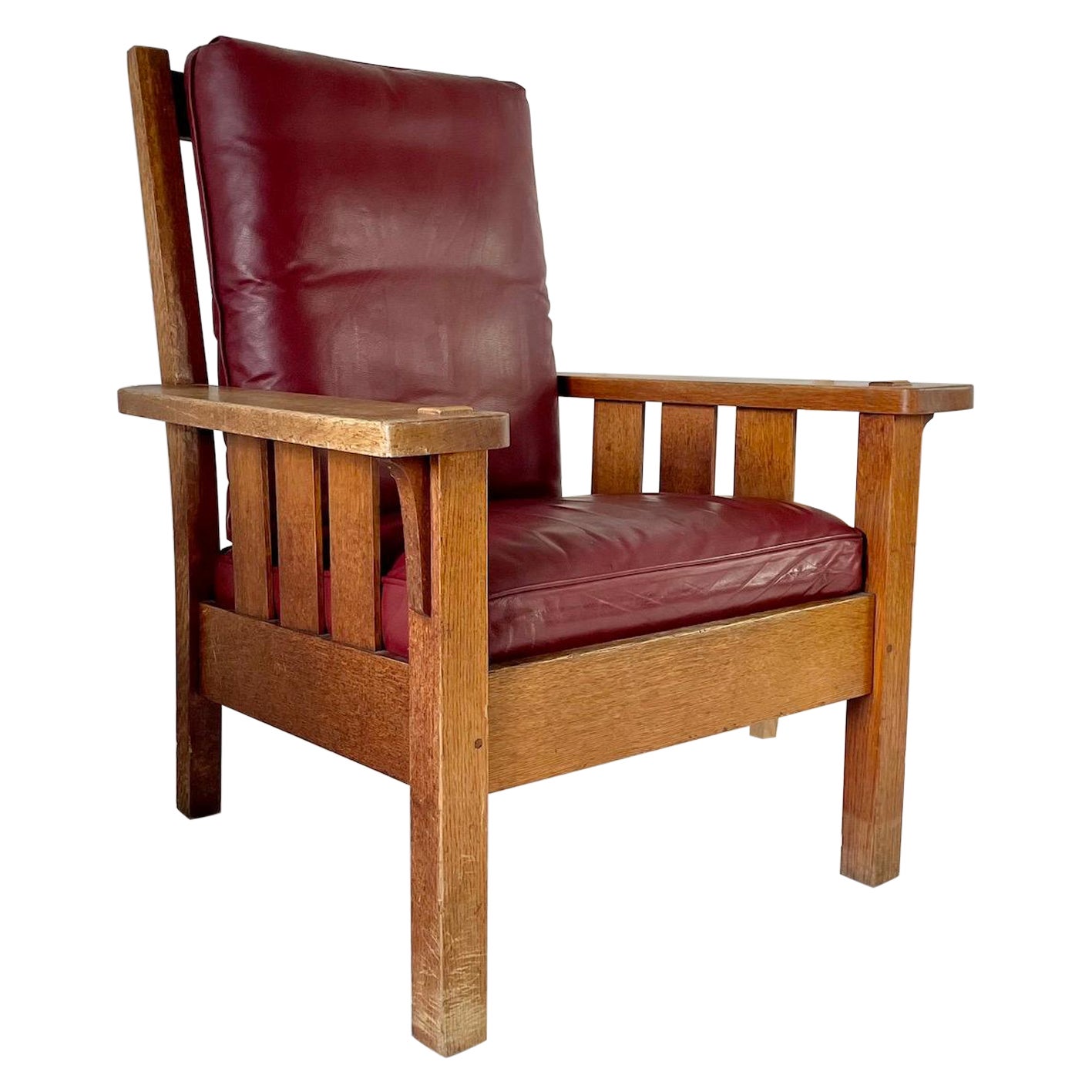 Amerikanischer Arts and Crafts-Sessel aus Eiche, Gustav Stickley zugeschrieben im Angebot