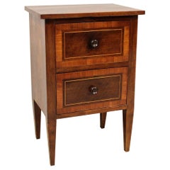 18th Century Italian Walnut Two Toned Bedside Table with Two Drawers