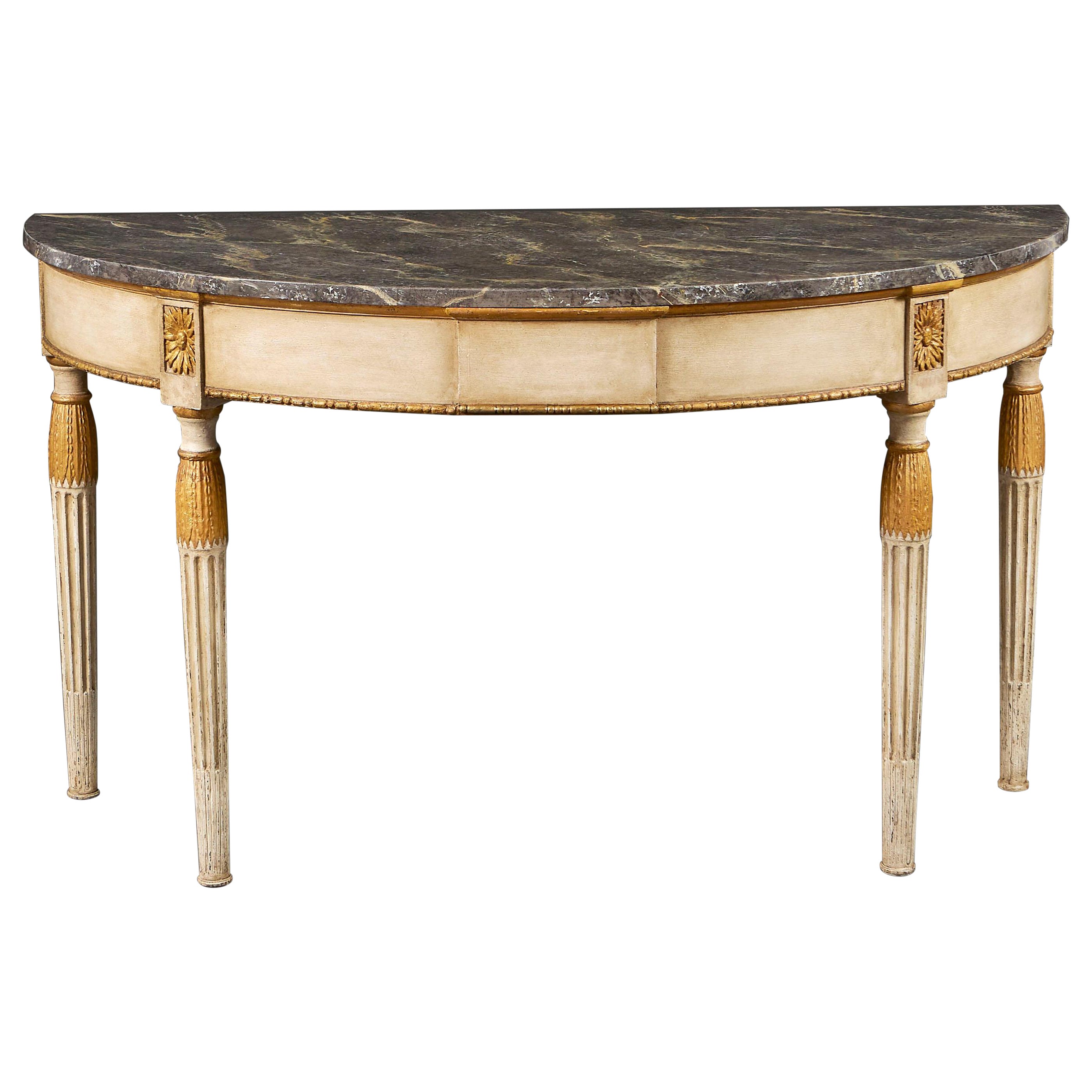 A 19th century Baltic painted pier demi-lune table