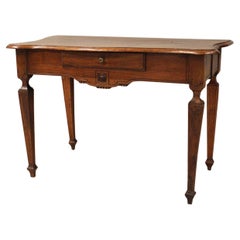 18th Century Italian Walnut Console Table with Serpentine Top and Carved Apron