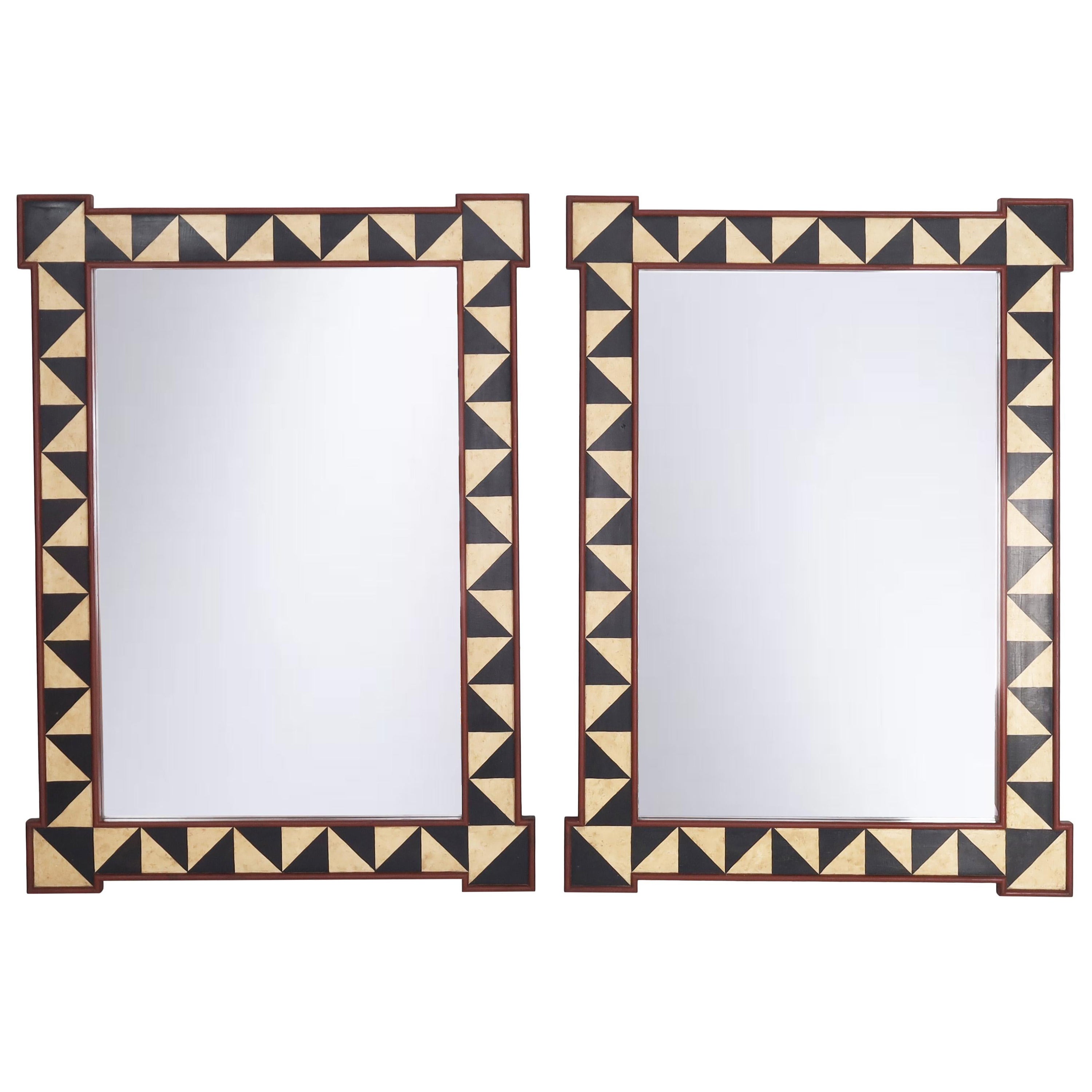 Pair of Large Wall Mirrors with Painted Frames