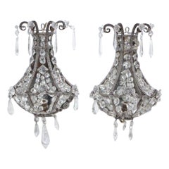 A pair of crystal wall sconces in the manner of Jansen circa 1940