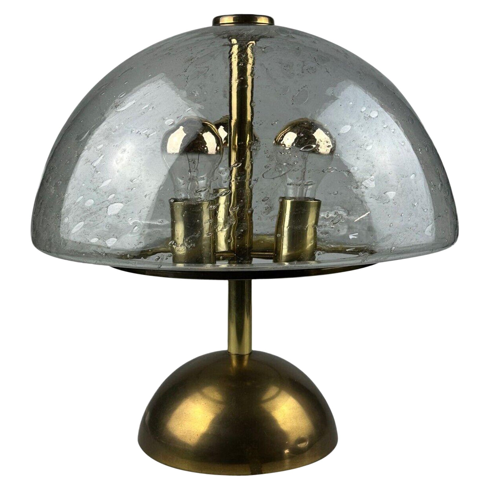 60s 70s table lamp by Doria Leuchten Germany glass brass Space Age For Sale