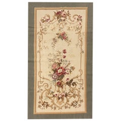 Aubusson Rug Traditional French Carpet Handwoven Floral Wool Needlepoint