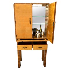 Art Deco Satinwood High End Cocktail Cabinet By Epstein Brothers, c1930