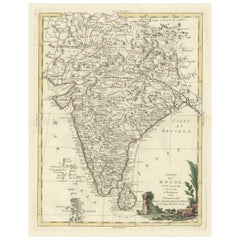 Antike Karte von Indien und Ceylon, zusammen mit den Malediven