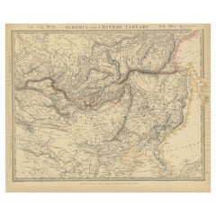 Antique Map of the region of Siberia, Mongolia and Manchuria