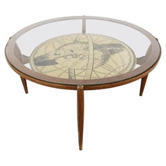 Vintage Mid century italian coffee table in the manner of Piero Fornasetti, 1950s