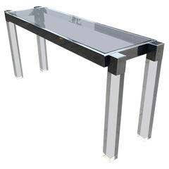 Charles Hollis Jones "Box Line" Console Table in Lucite and Polished Nickel