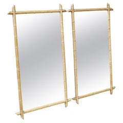 Pair of large 20th century faux bamboo mirrors