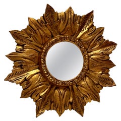 Beautiful Starburst Sunburst Gilded Wood Mirror Spain, circa 1960s