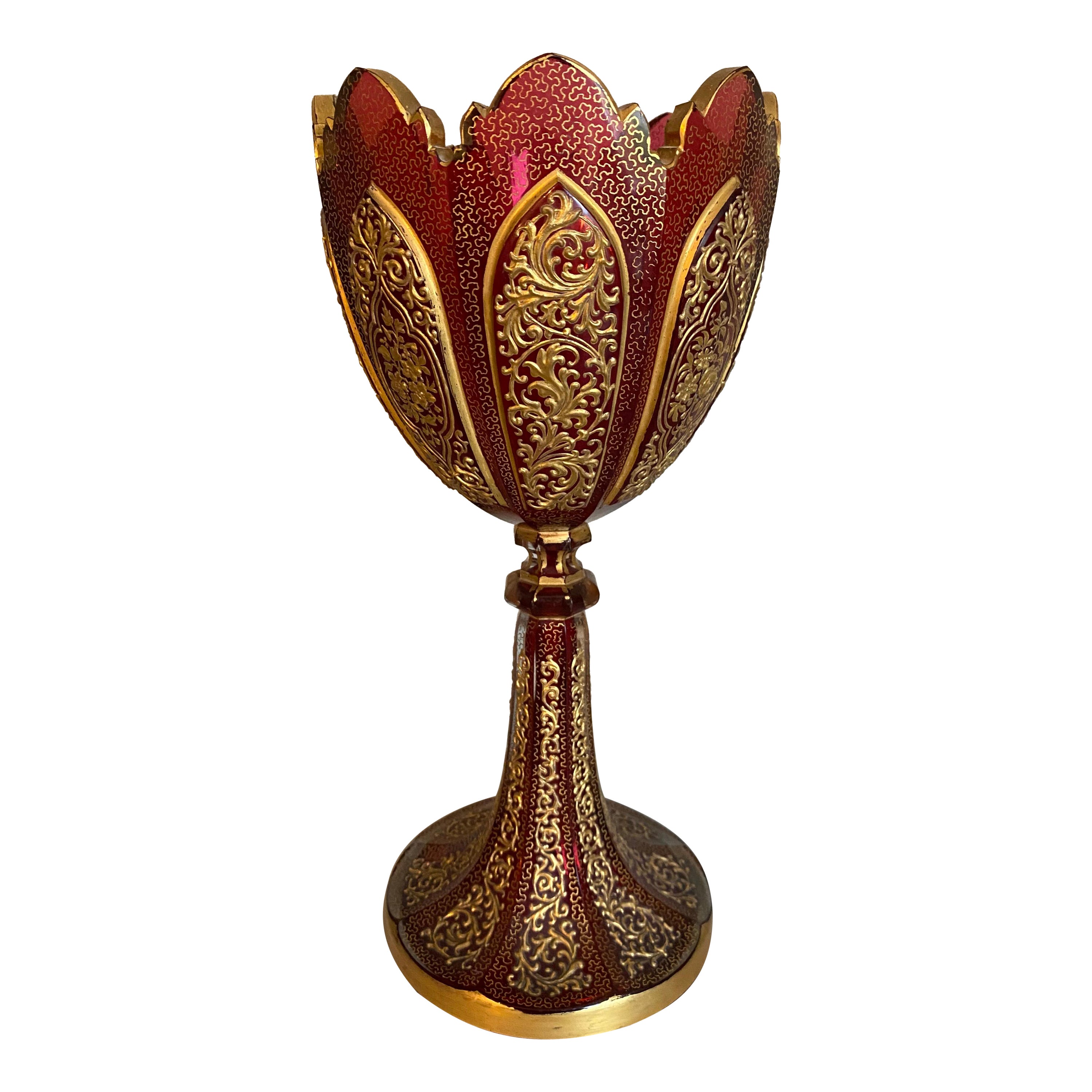 Wonderful Bohemian Ruby Glass Vase For Sale