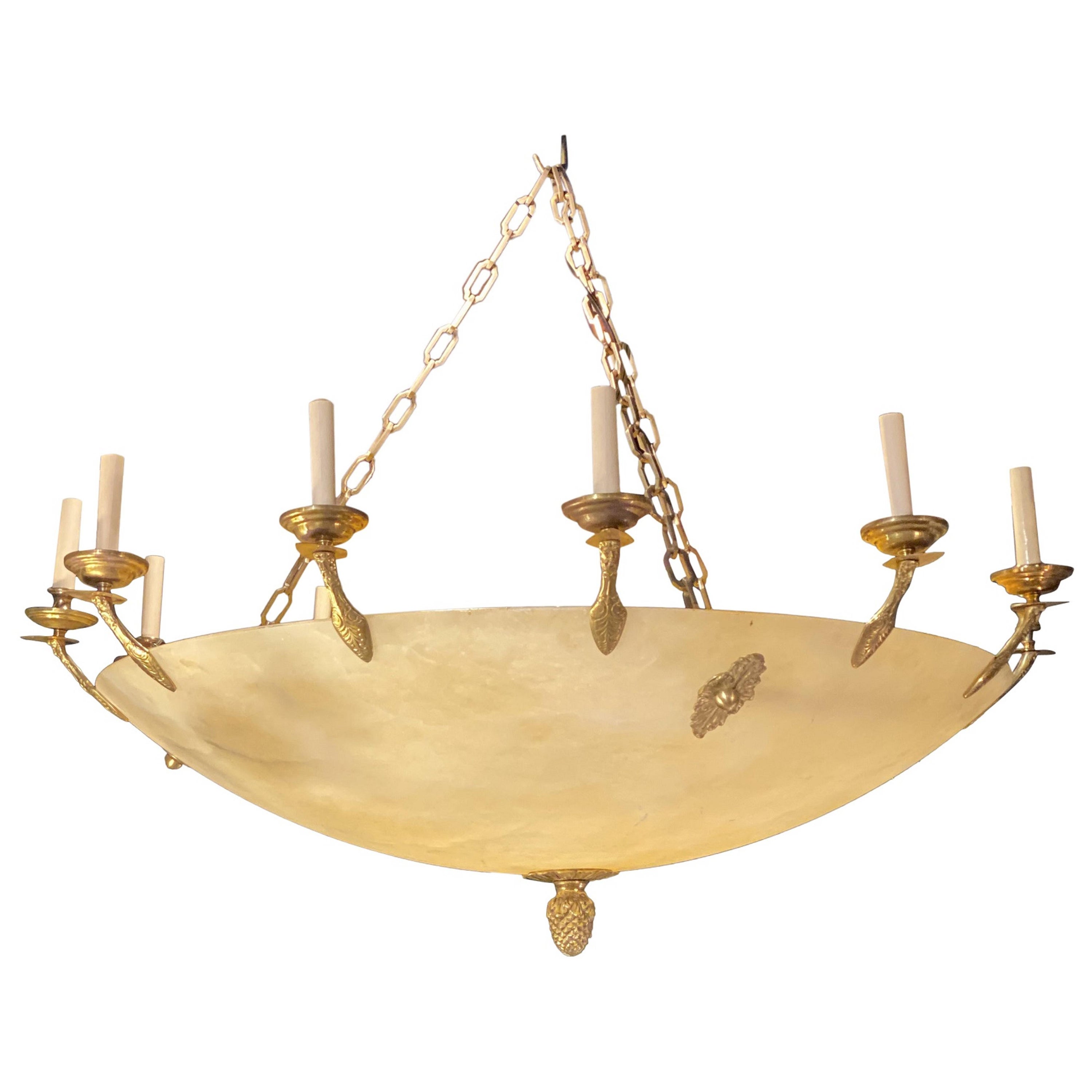 1940s French Empire Alabaster Chandelier For Sale