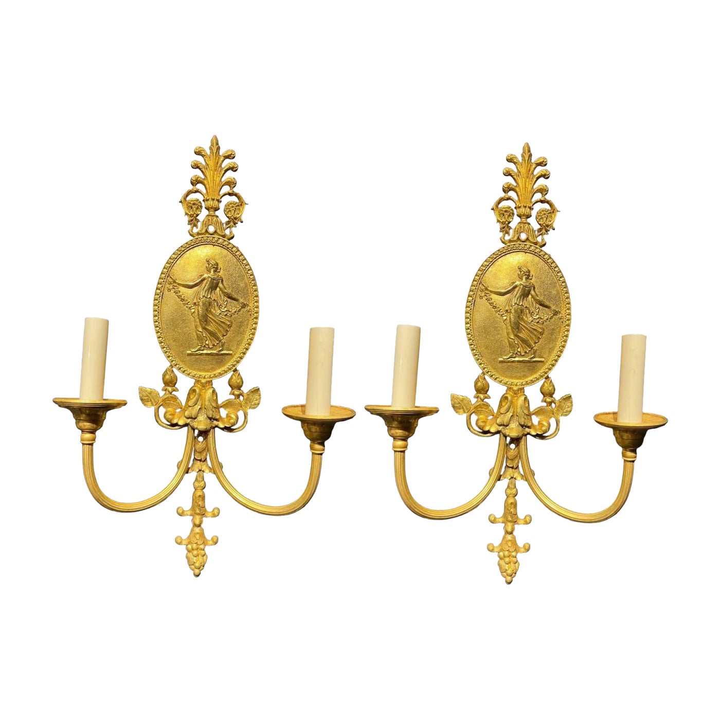 1920’s Neoclassical Style Caldwell Sconces with cameos For Sale