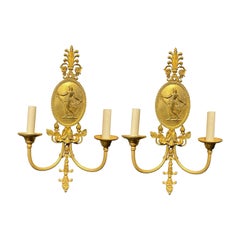 Antique 1920’s Neoclassical Style Caldwell Sconces with cameos