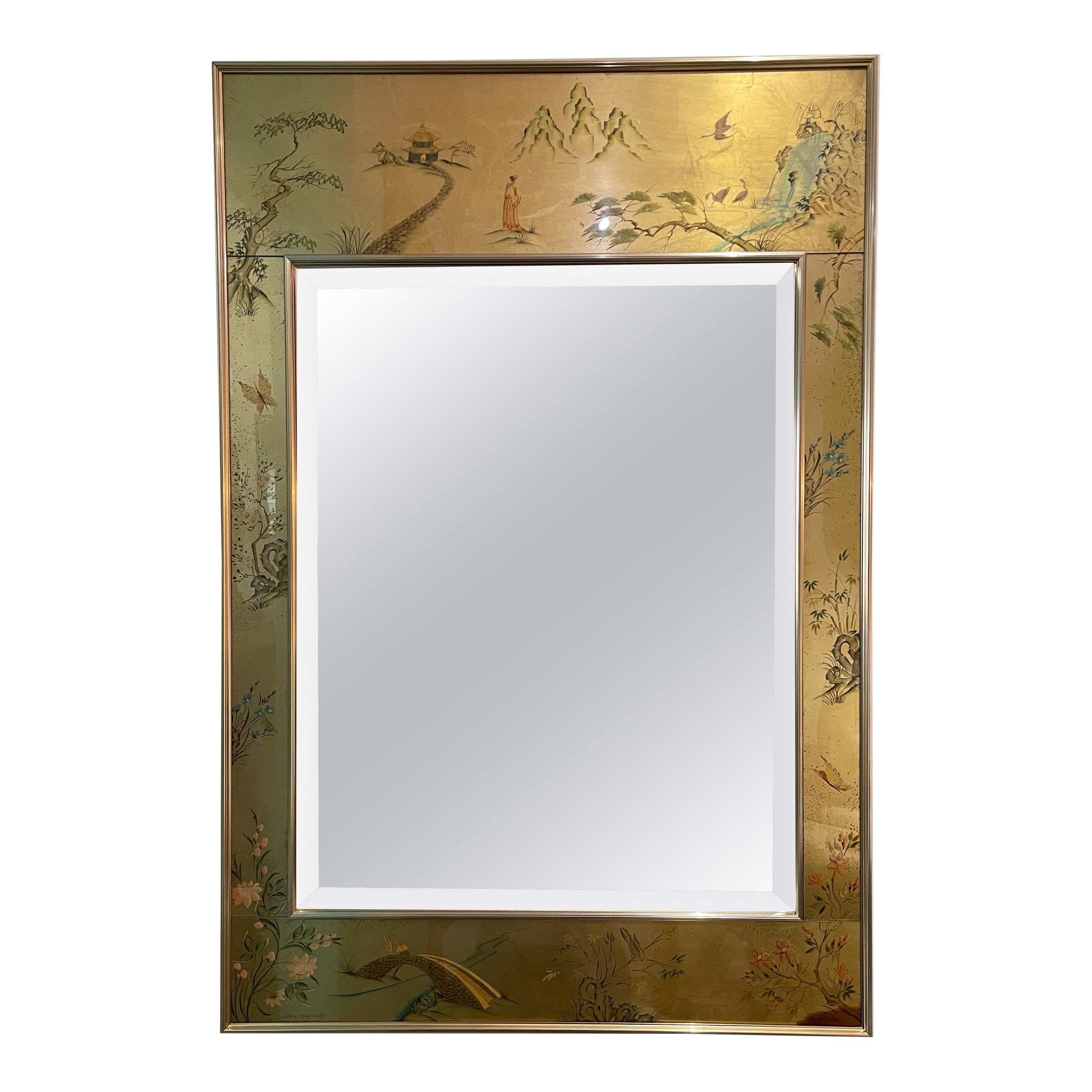 La Barge Eglomise Wall Mirror For Sale