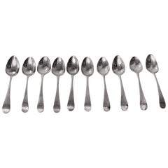 Antique Set 10 Georgian Silver Teaspoons London 1801-13 mixed Peter Ann and William Bate