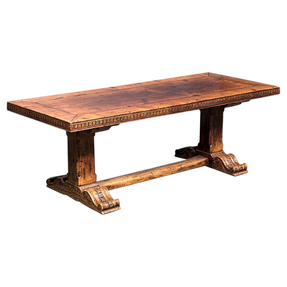 Wonderful French Oak One Piece Top Farmhouse Dining Table 