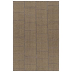 Rug & Kilim’s Textural Modern Kilim Rug in Brown with Taupe Geometric Pattern 