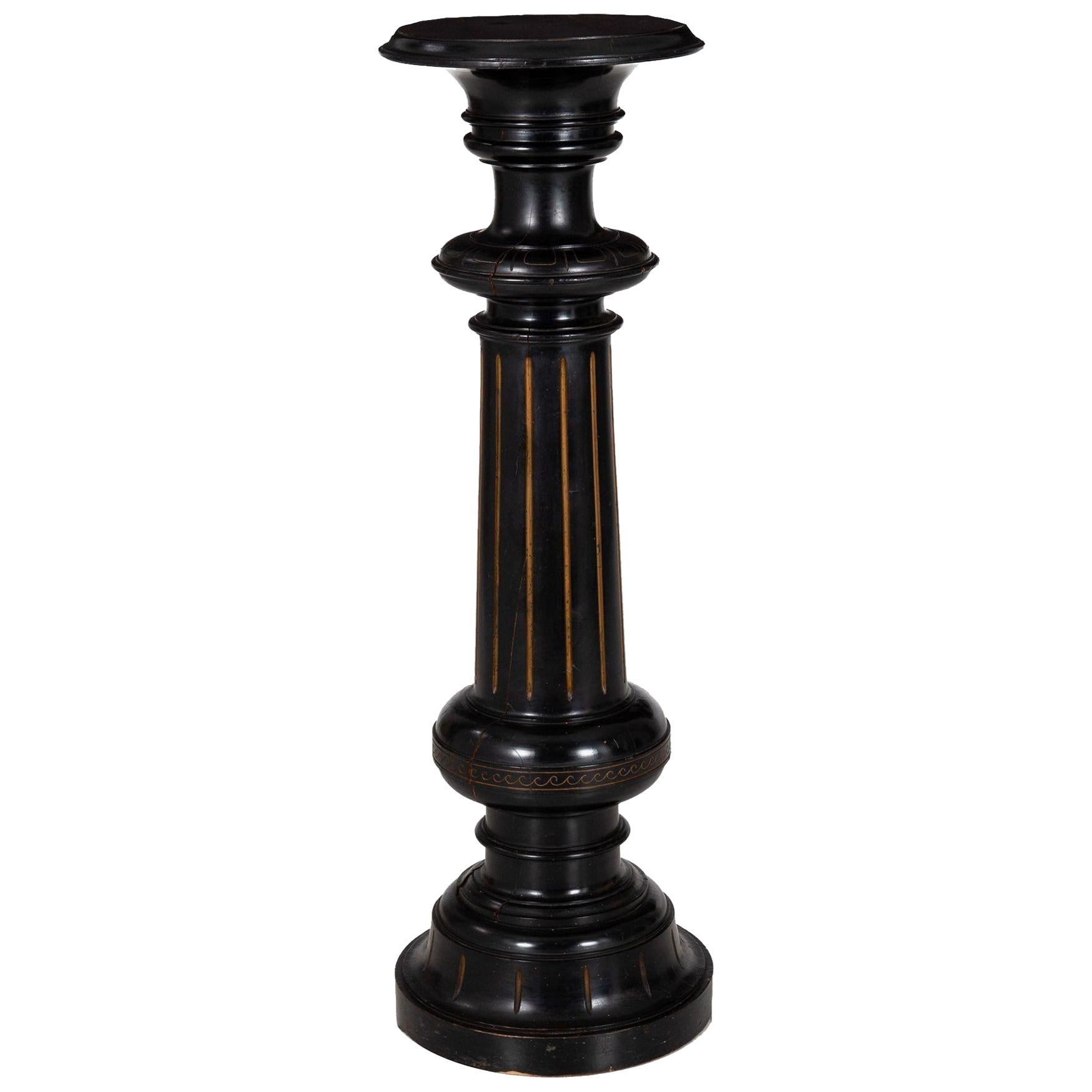 Antike englische viktorianische schwarz ebonisiert Pedestal um 1870