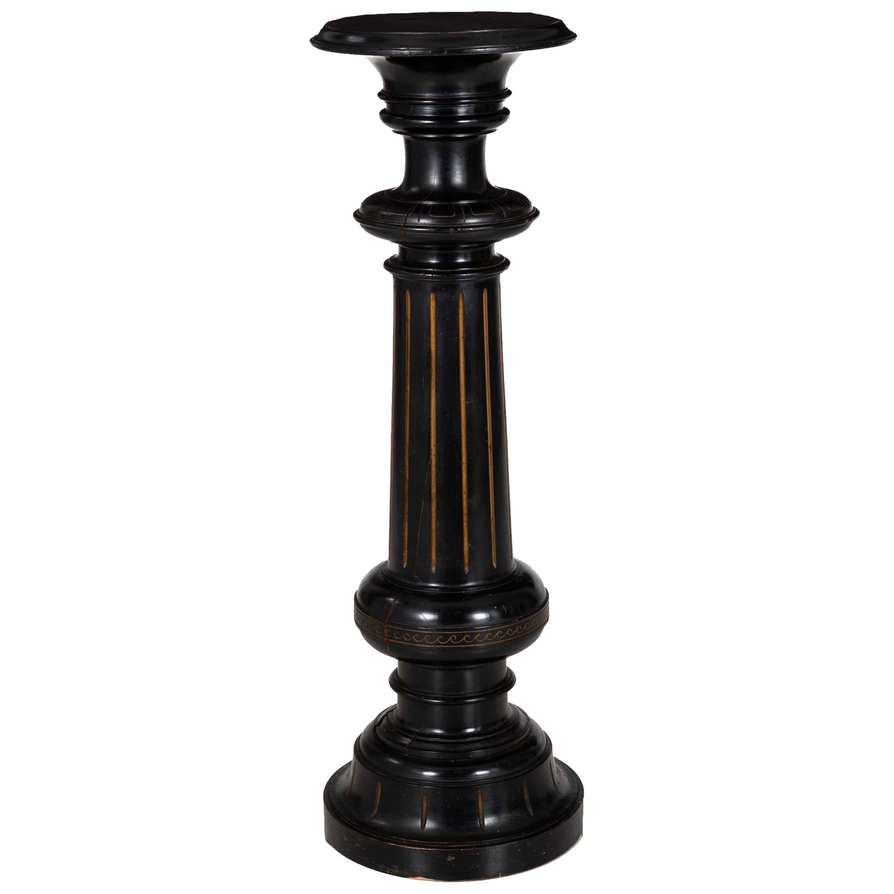 Antique English Victorian Black Ebonized Pedestal circa 1870 For Sale