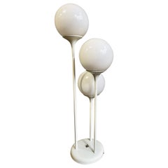 Midcentury Three Globe White Enameled Lightolier "Tulip Style" Table Lamp