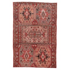 Retro Turkish Influence Moroccan Rug with Red Background