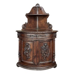 Used 19th Century French Renaissance Revival Corner Cabinet ~ Confiturier