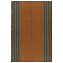 Rug & Kilim’s Textural Modern Kilim in Orange with Blue Stripes